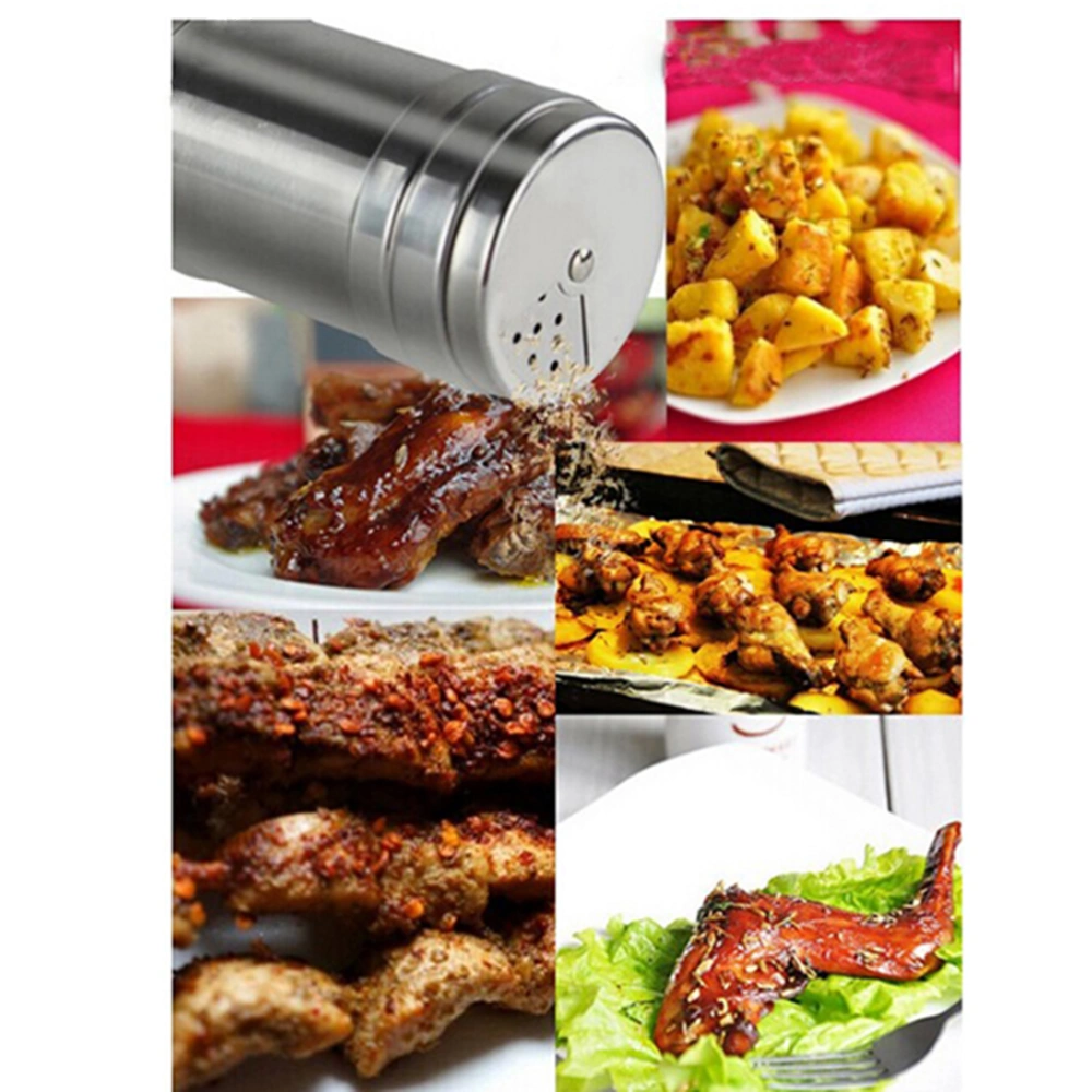 1Pcs Stainless Steel Dredge Salt / Sugar / Spice / Pepper Shaker Seasoning Cans with Rotating Cover