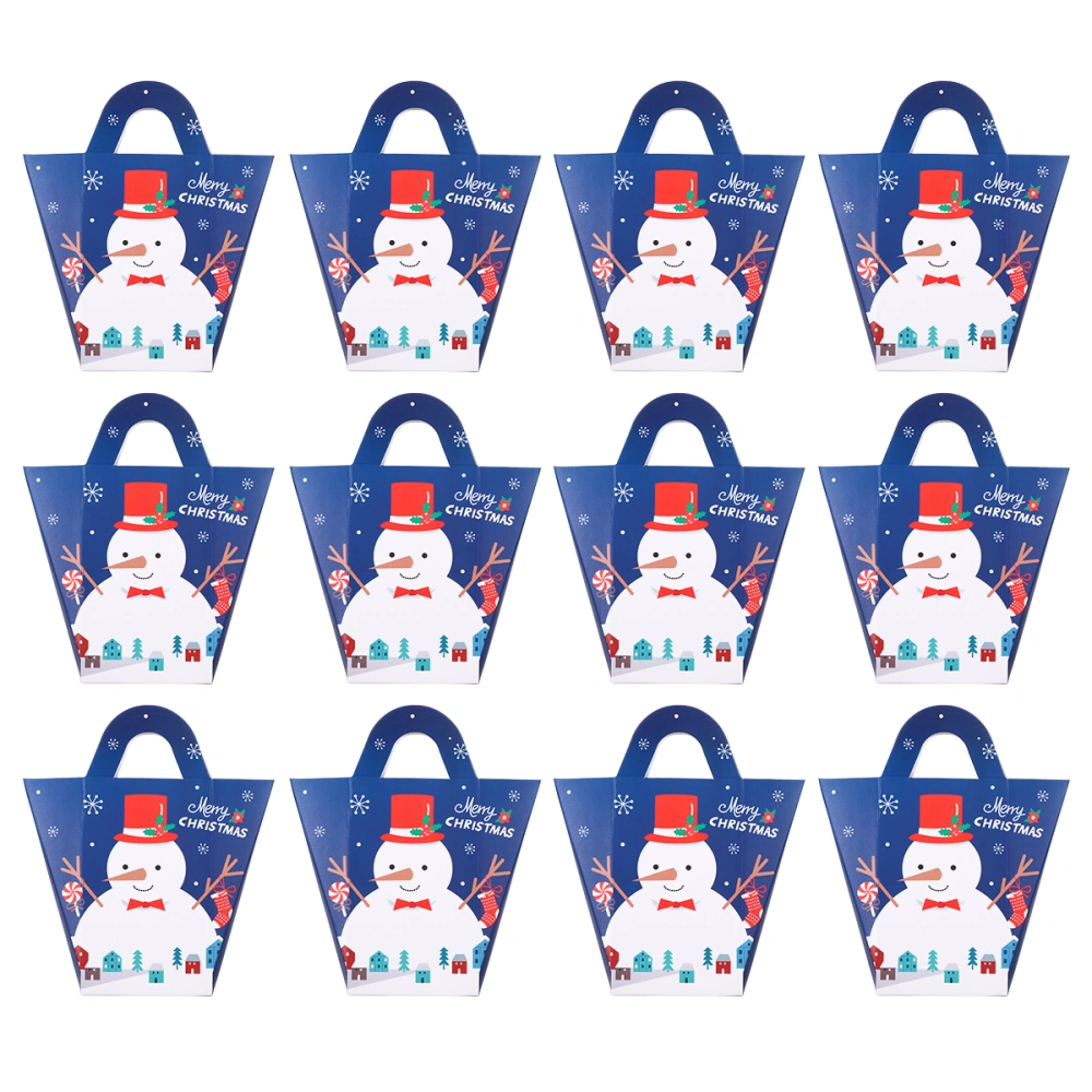 12 Pcs Handheld Candy Boxes Chic Cartoon Gift Cases without Ribbon (Snowman)