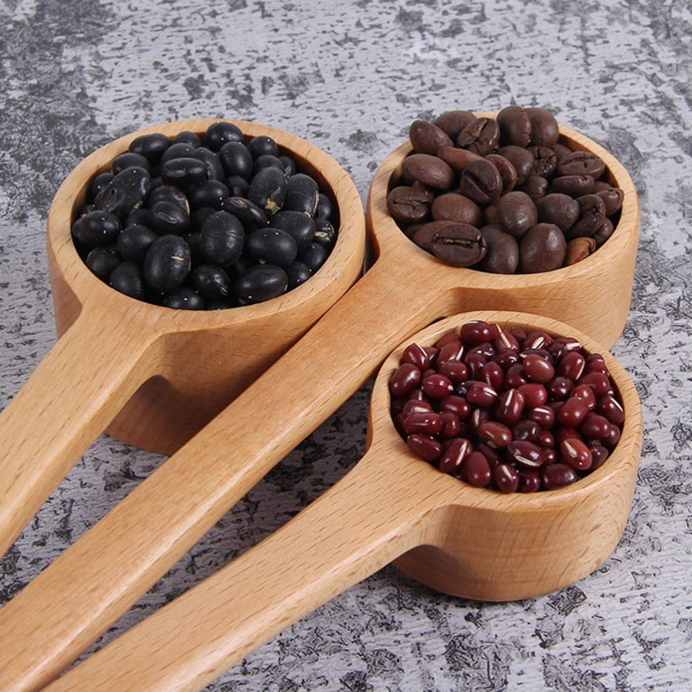 Long Handle Natural Wood Spoons Coffee Beans Spoons Seasoning Spoon Kitchen Soup Spoon Ladle Scoop (Large Size)