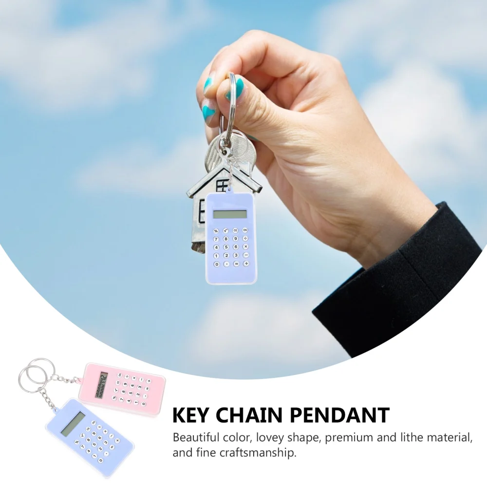 2pcs Calculator Office Key Chain Pendant Students Decompression Small Gift