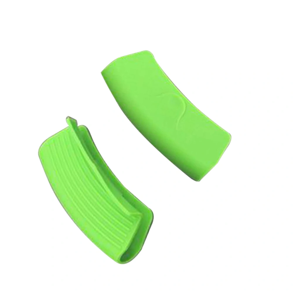 2pcs Anti-Scald Plate Clips Clamp Silicone Anti-slip Pot Handle Covers Heat Resistant Bowl Holder Gloves Kitchen Tools (Green)