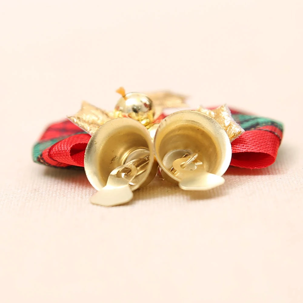 6pcs Mini Bow with Jingle Bells Delicate Bow and Slivery Bells for Christmas Tree Decoration