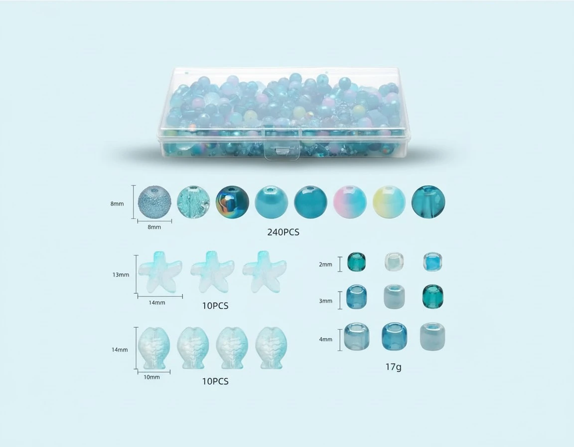 1 Box of Ocean Themed Loose Beads Jewelry DIY Beads Decorative Spacer Beads DIY Loose Beads Decors