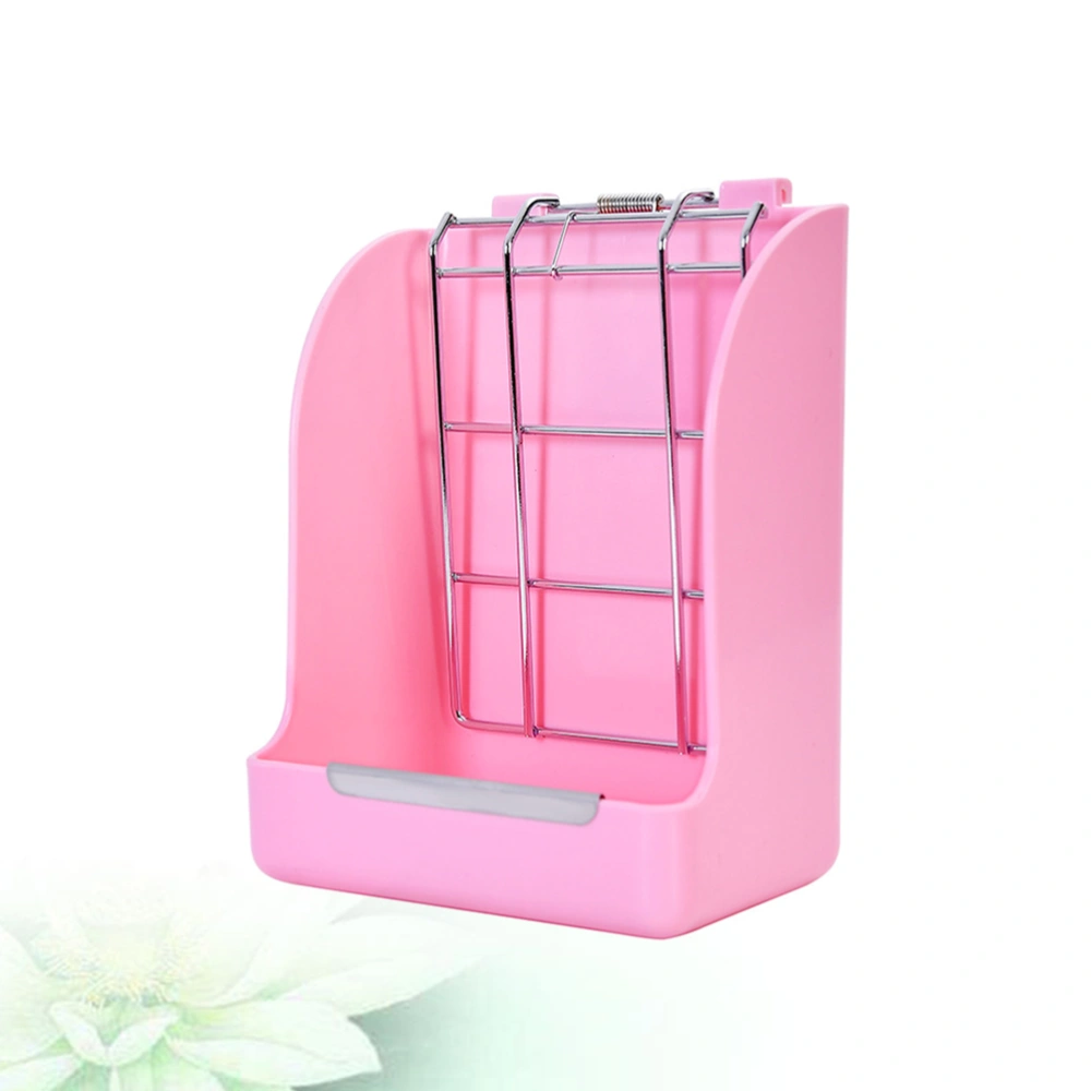 Pet Rabbit Grass Feeding Rack Chinchillas Spring Feeder Bowls Guinea Pig Straw Feeder Plastic Grass Hay Stand (Pink)