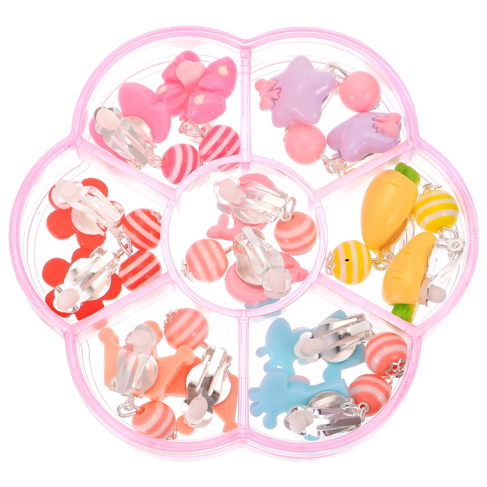 1 Box Children Ear Clips Earrings Acrylic Earrings Ear Decoration (Assorted Color)