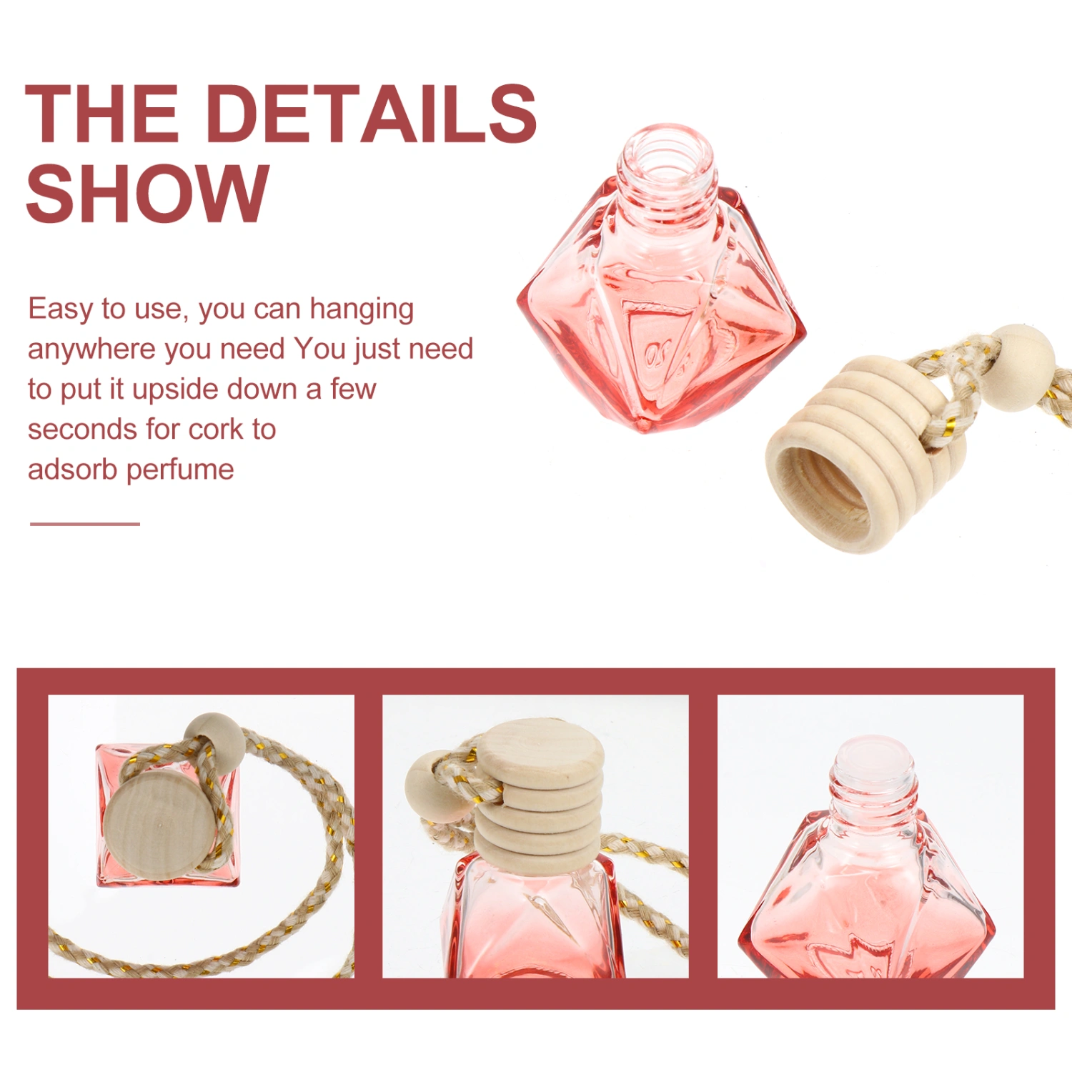 5Pcs 8ml Car Hanging Perfume Aromatherapy Bottle Diffuser Essential Oil Diffuser