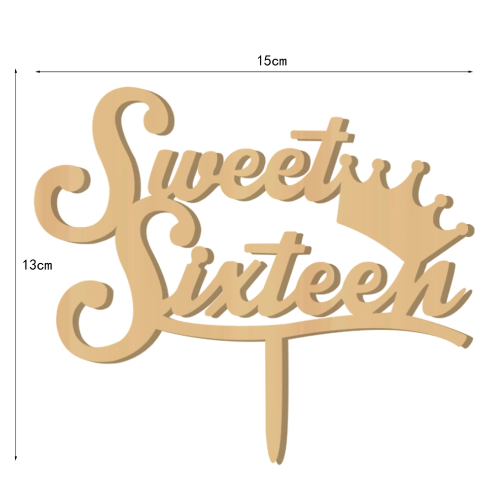 Wooden Sweet Sixteen Cake Topper Cake Decorations for 16th Birthday Party Supplies