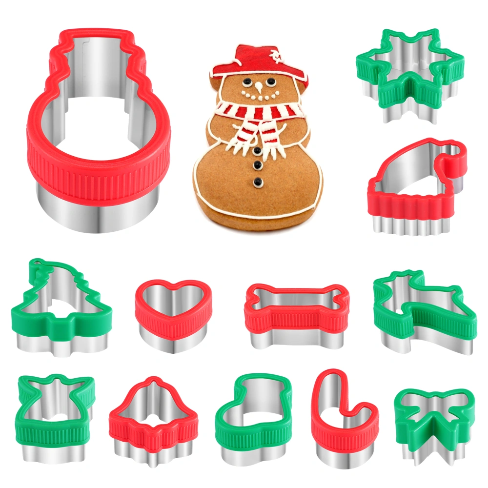 Hemoton 12pcs Christmas Food Cutters Stainless Steel Biscuit Molds Baking Accessories for Kitchen Homemade Treat Favors Making