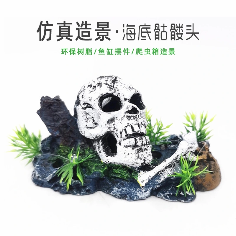 Aquarium Landscape Skull Head Statue Fish Tank Ornament Fish Tank Decoration