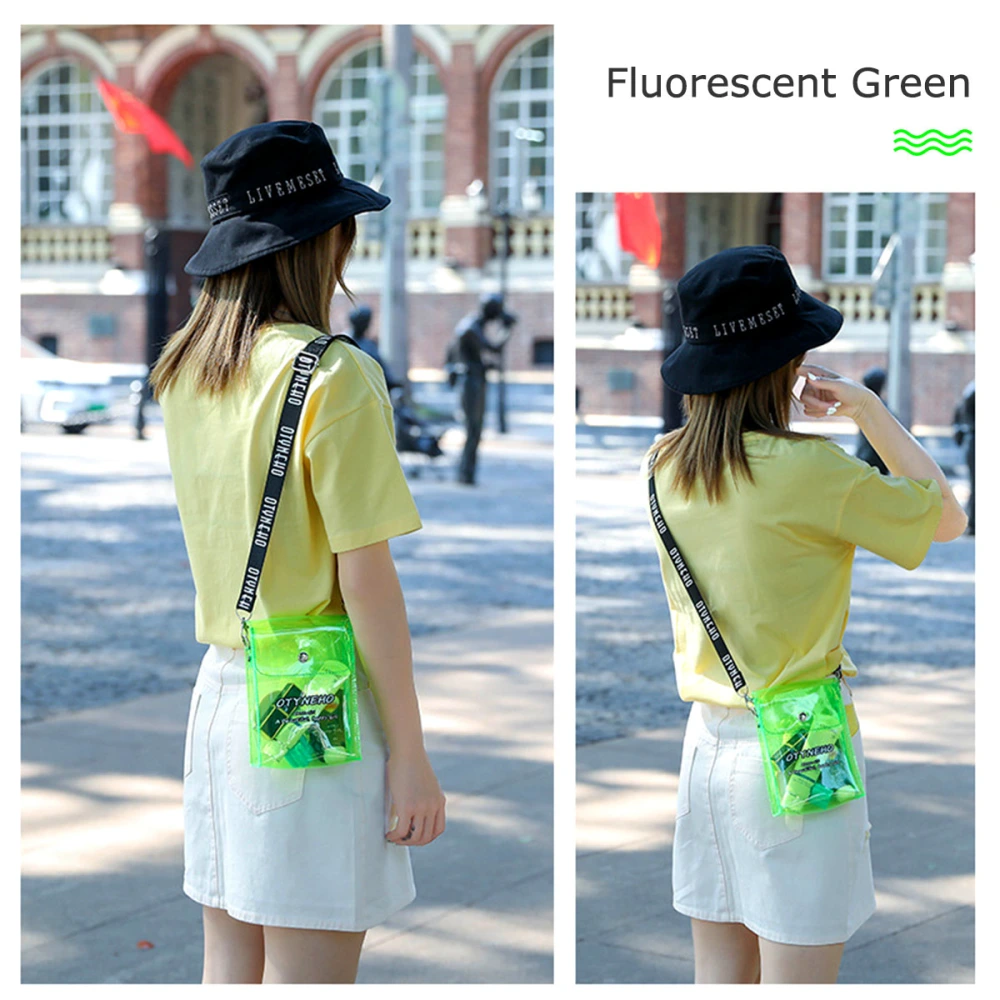 PVC Transparent Mini Cross-Body Mobile Phone Bag Colorful Jelly Bag for Women Lady Girl (Fluorescent Green)