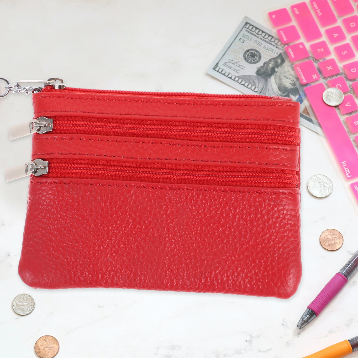 Card Case Wallet Fashion Small Change Wallet Women Credit Card Holder with Keychain