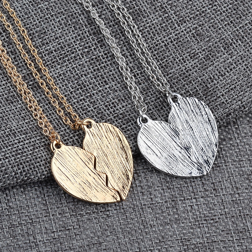 Mother Daughter Matching Puzzle Broken Heart Pendants Set Mom Jewelry Gift from Daughter (Silver)