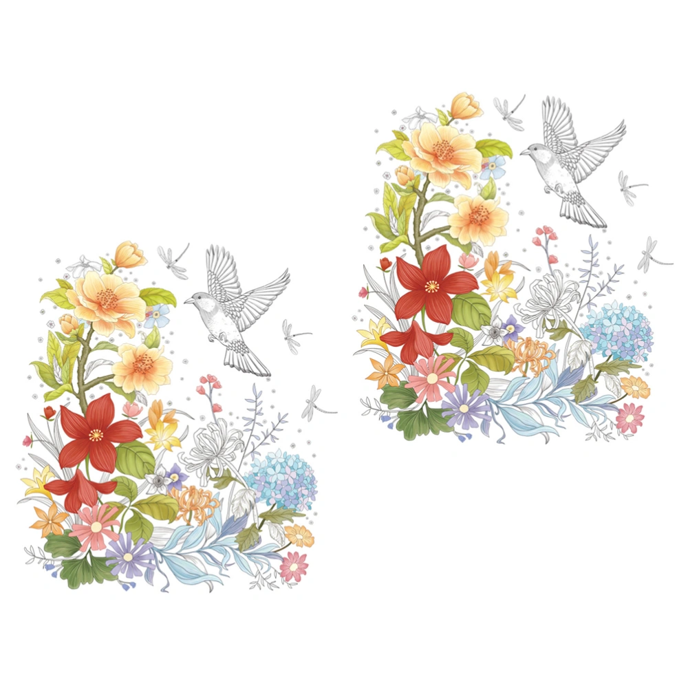 2 Sheets Decorative Flower Toilet Seat Cover PVC Toilet Lid Sticker Removable Wall Decals