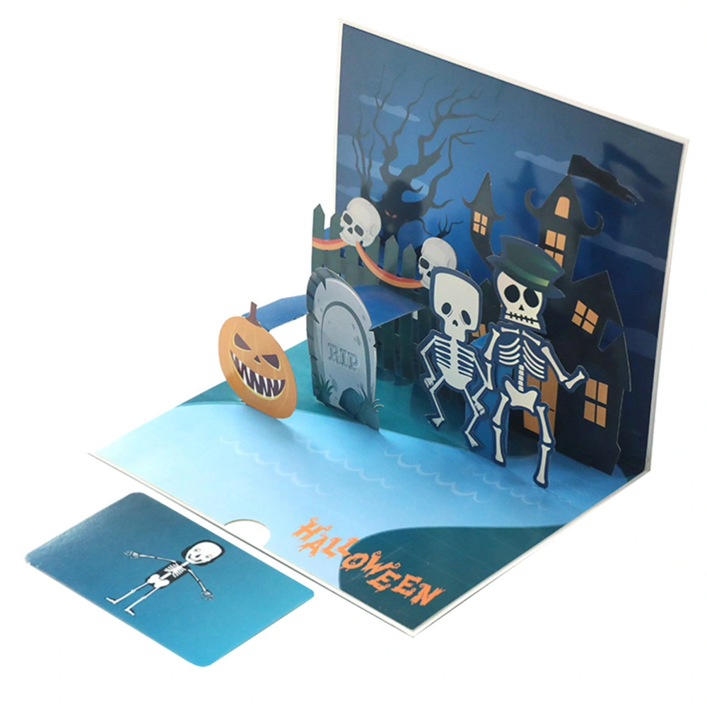 Halloween Party 3D Three-dimensional Greeting Trick or Treat up Greeting Halloween Themed Skull Patterned Invitation Gift for Halloween Party Cosplay Festival