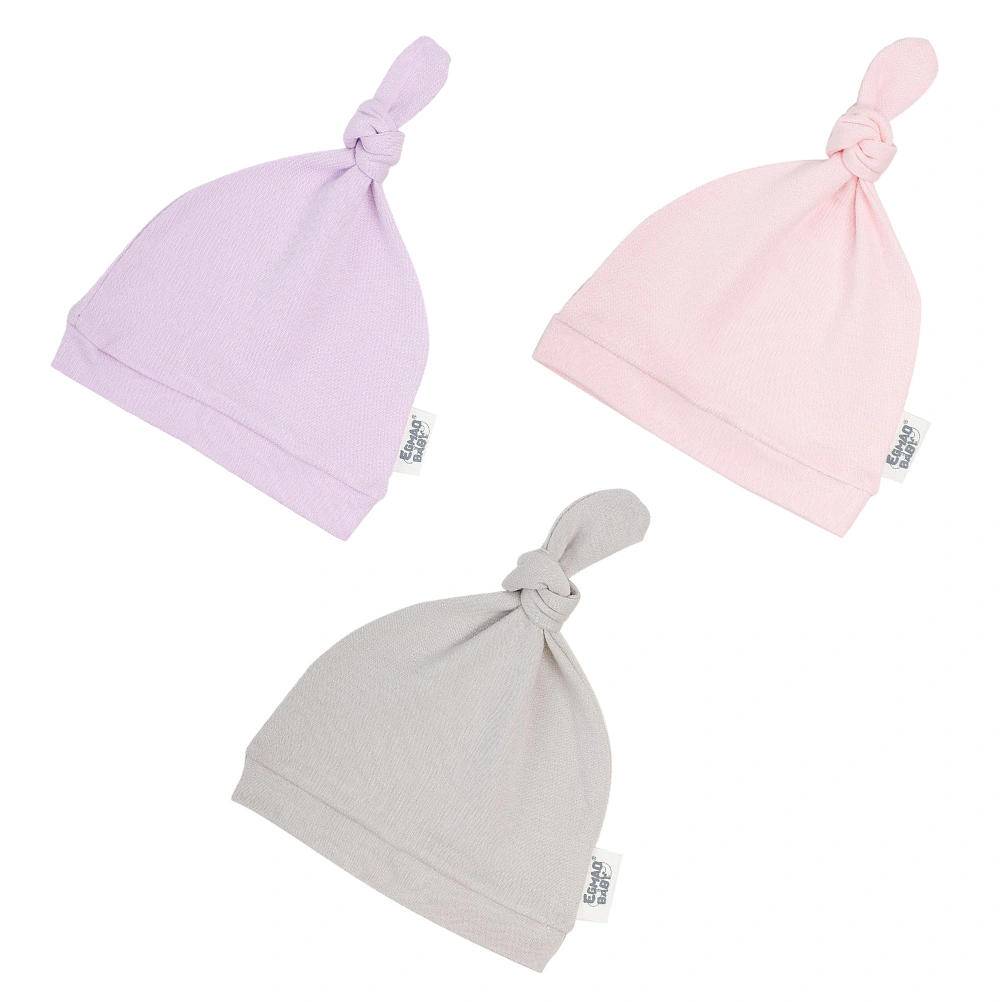 3Pcs Baby Cotton Newborn Boy Girl Hats Cotton Infant Hats (Assorted Color)