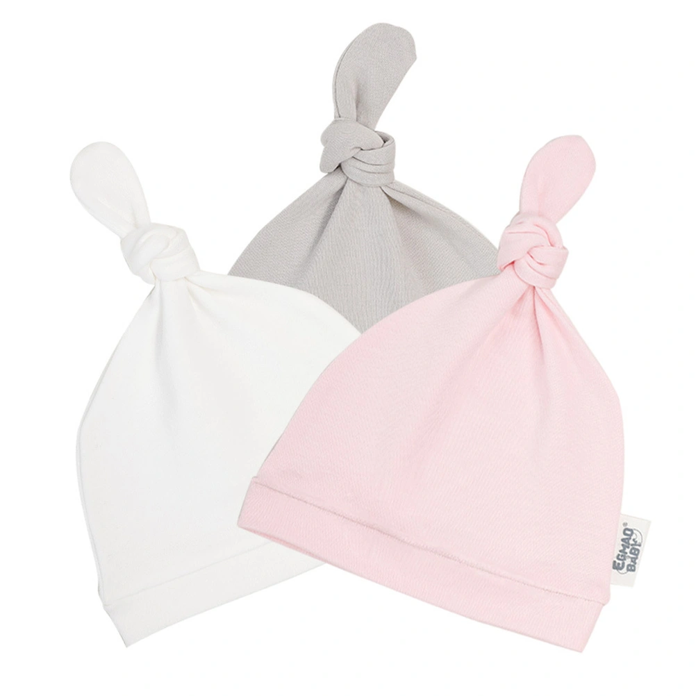 3Pcs Baby Cotton Newborn Boy Girl Hats Cotton Infant Hats (Assorted Color)