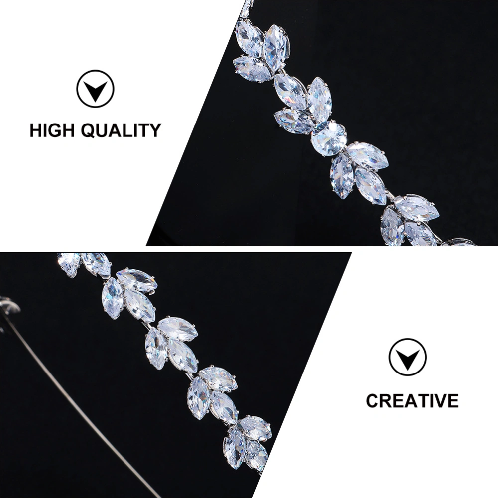 1Pc Retro French Hair Elegant Rhinestone Headdress Women Hair Decor Silver