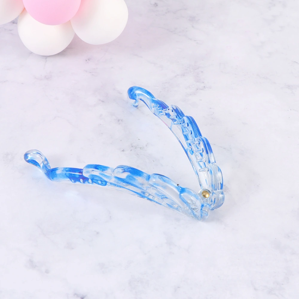 Women Fashionable Banana Hair Clip Ponytail Holder Strong Tension Hair Claw Hair Accessories (Bright Point Blue)