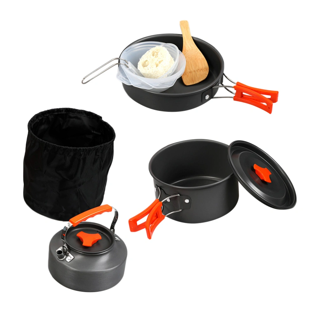 1 Set of Outdoor Camping Cookware Portable Camping Pan Outdoor Cooking Pot Kettle