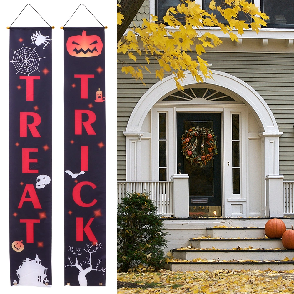 1 Pair of Halloween Front Door Banner Porch Decorations Welcome Signs Home Decor