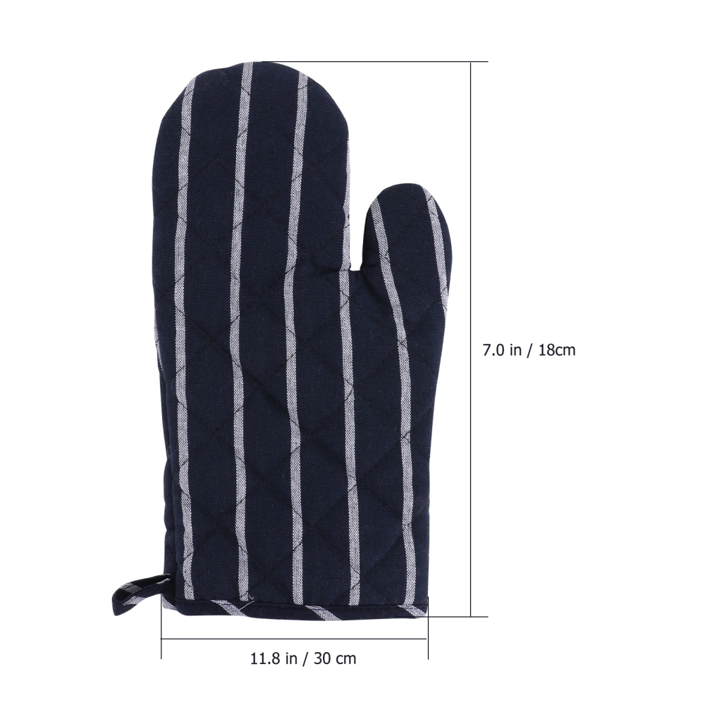 2 Set of Dark Blue Stripes Oven Mitt and Pot Holder