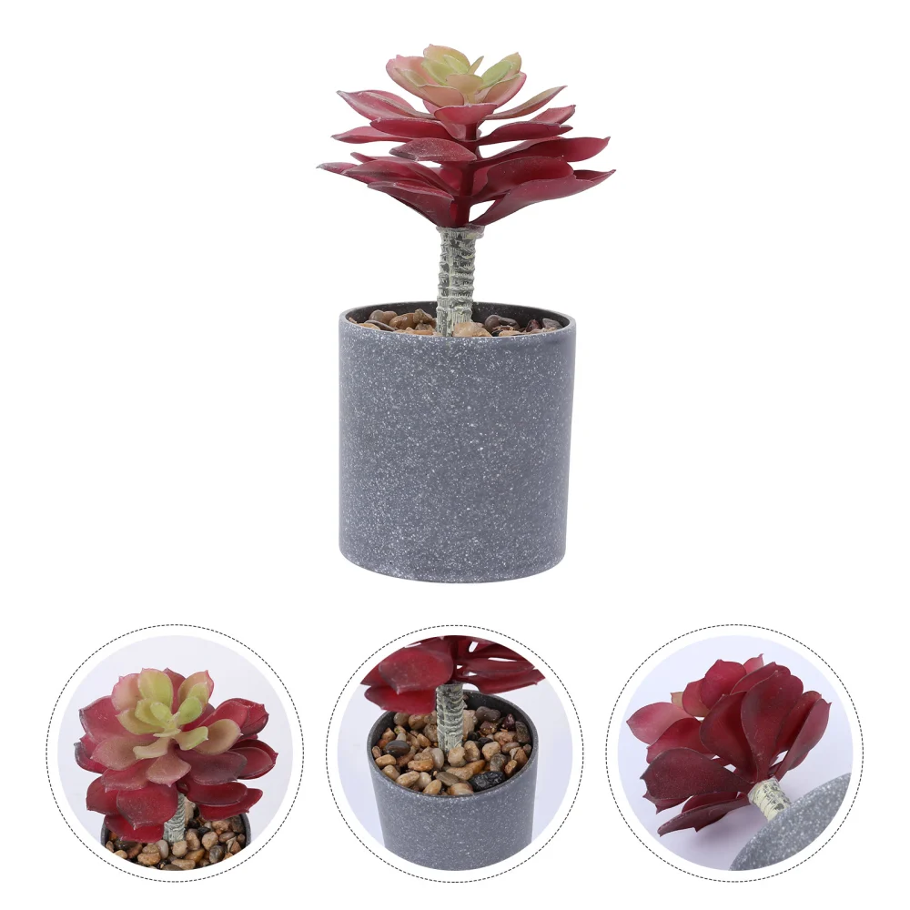 1pc Mini Simulated Succulent Bonsai Lovely Potted Plant Desk Decoration