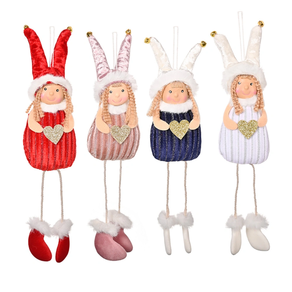 4pcs Lovely Christmas Themed Girl Pendants Adorable Festival Hanging Decors