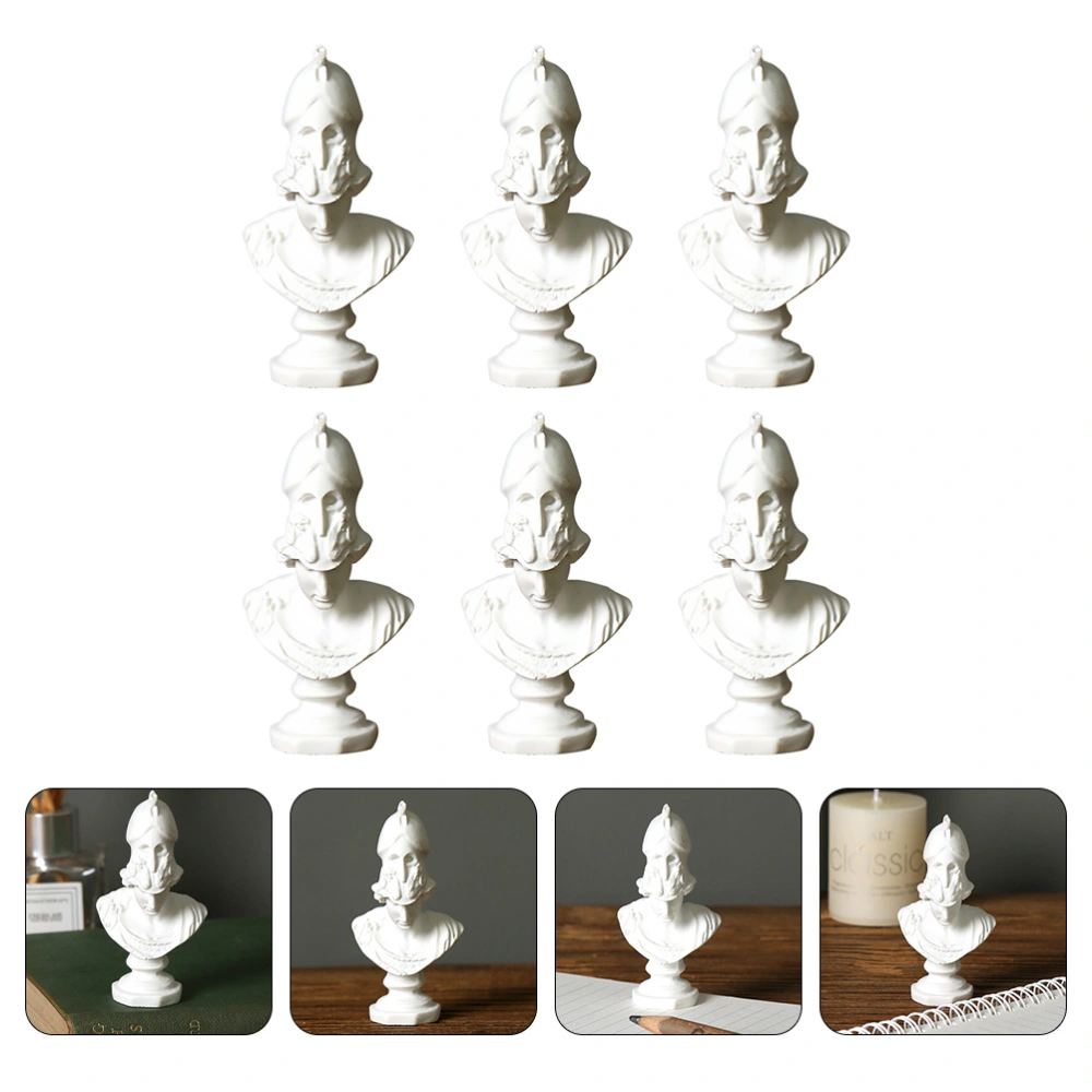 6pcs Greek Goddess Athena Sculpture Plaster Figurine Sculpture for Decor (White)