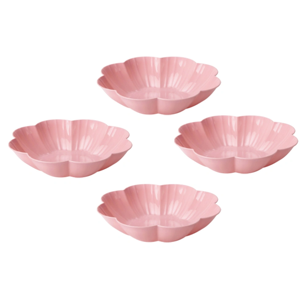 4pcs Flower Shaped Fruit Plate Snack Tray Salad Plate Snack Dish Nuts Tray