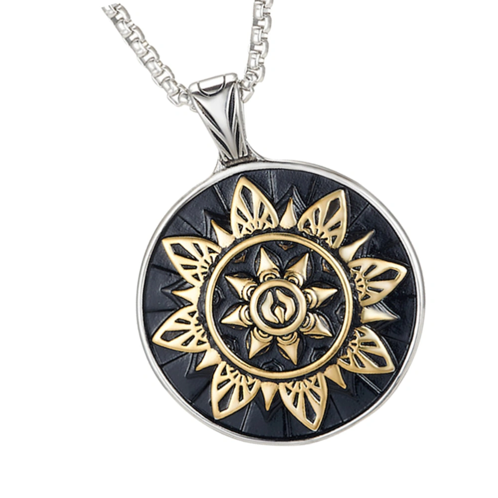 1Pc Sunflower Pattern Necklace Fashionable Neck Pendant Male Retro Neck Jewelry