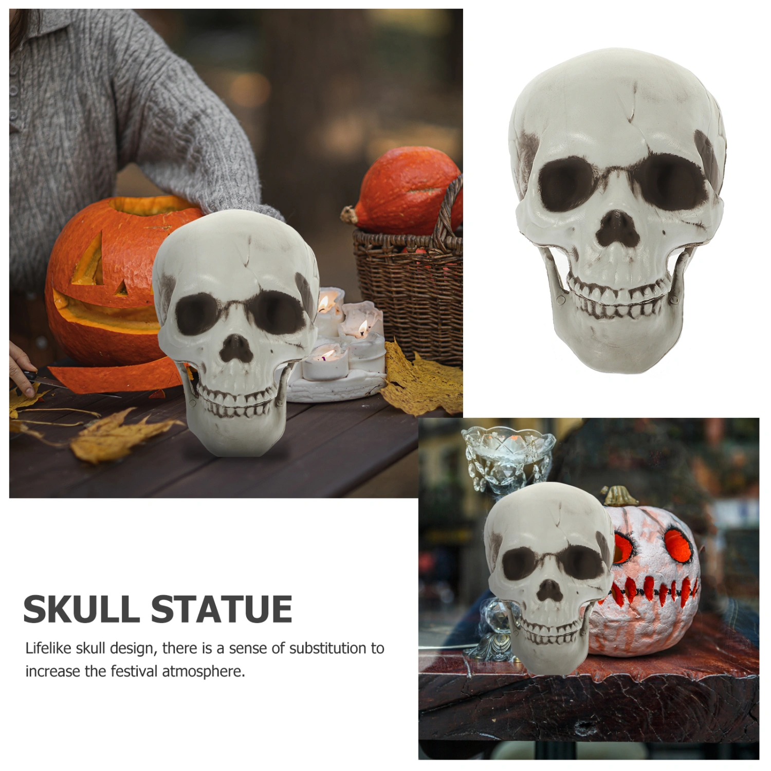 Skull Adornment Haunted House Skull Ornament Simulation Skull Decoration Party Skull Statue