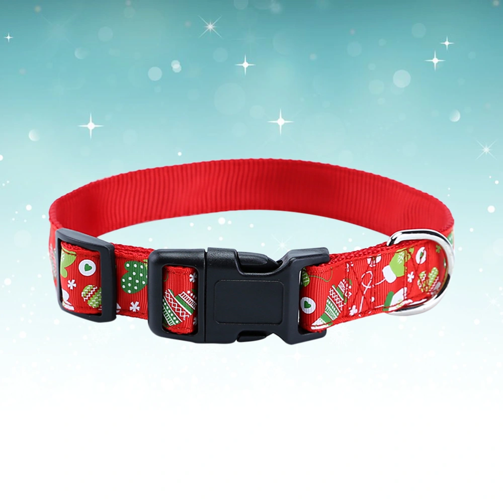 Christmas Cartoon Printed Dog Collar Christmas Tree Pet Collar Nylon Pet Ring Pet Supplies (Size S)