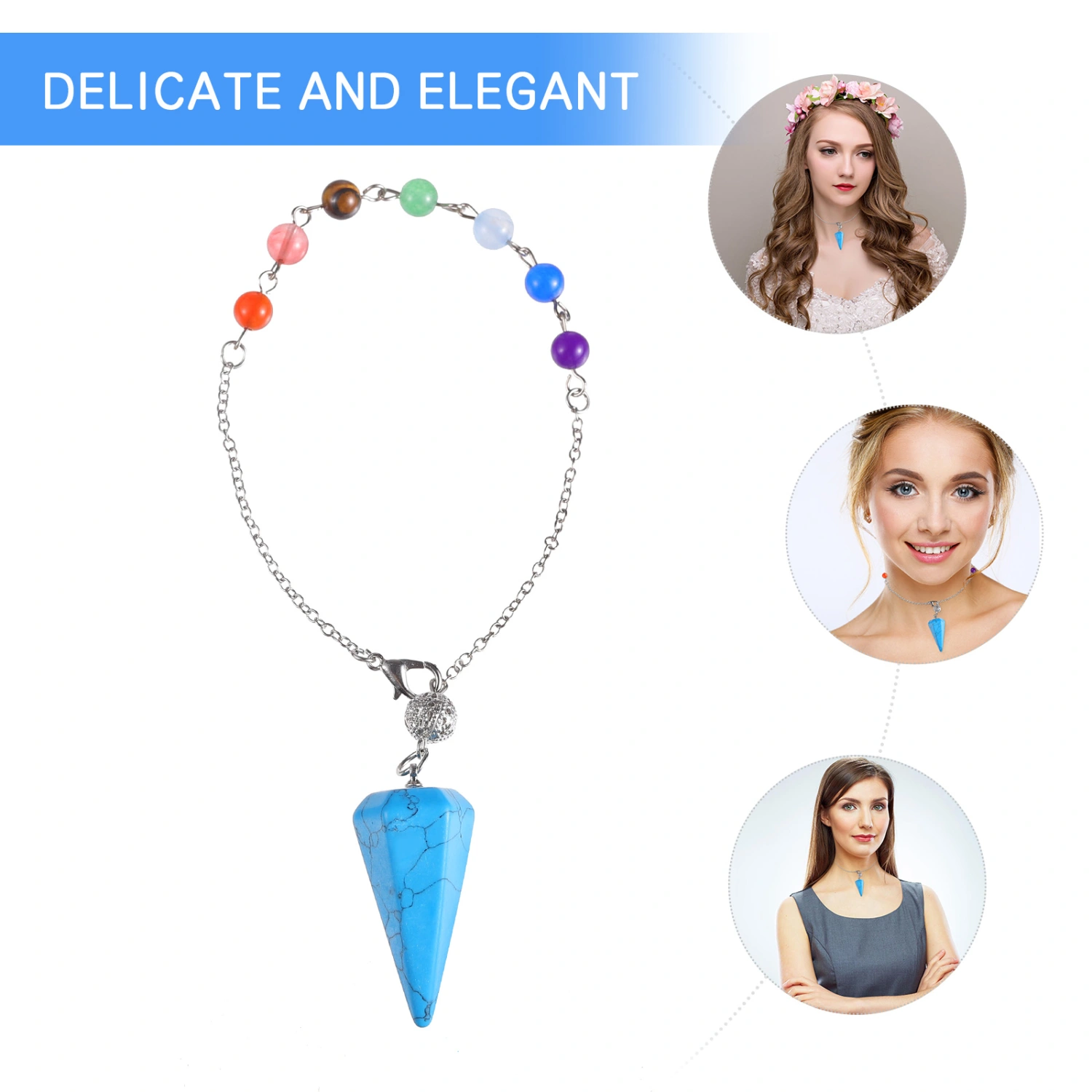 Healing Pendulum Crystal Pendant Amulet Crystal Meditation Hexagonal Pendulum