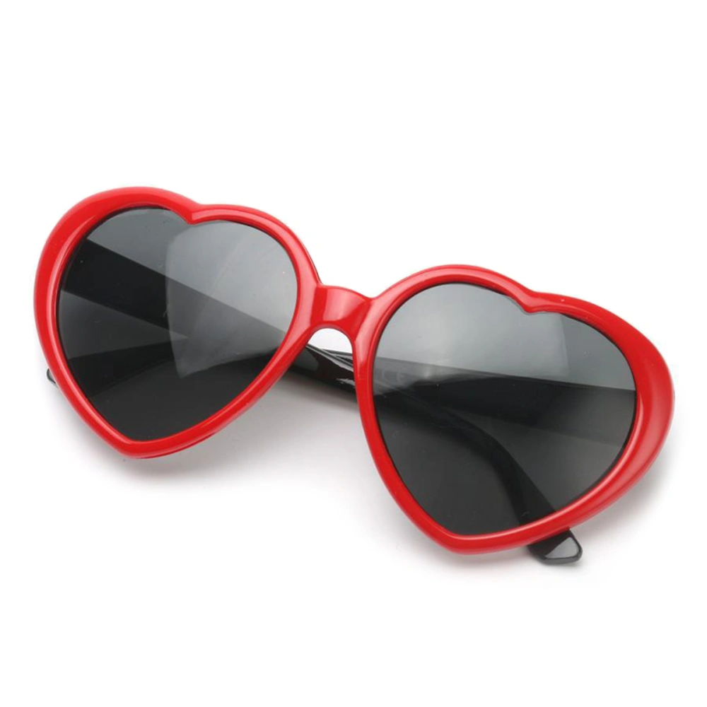 Oversized Retro Heart Shaped Frame Glasses Party Eye Wear Sunglasses (Random Color Temple)