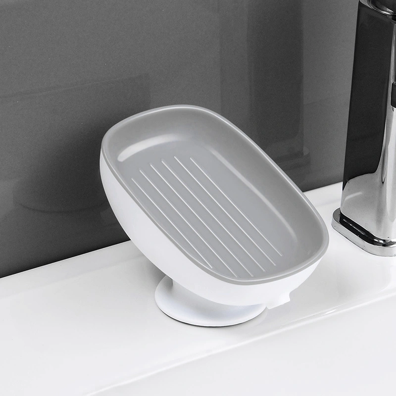 Self-draining Soap Holder Countertop Drain Soap Dish Soap Storage Box with Suction Cup