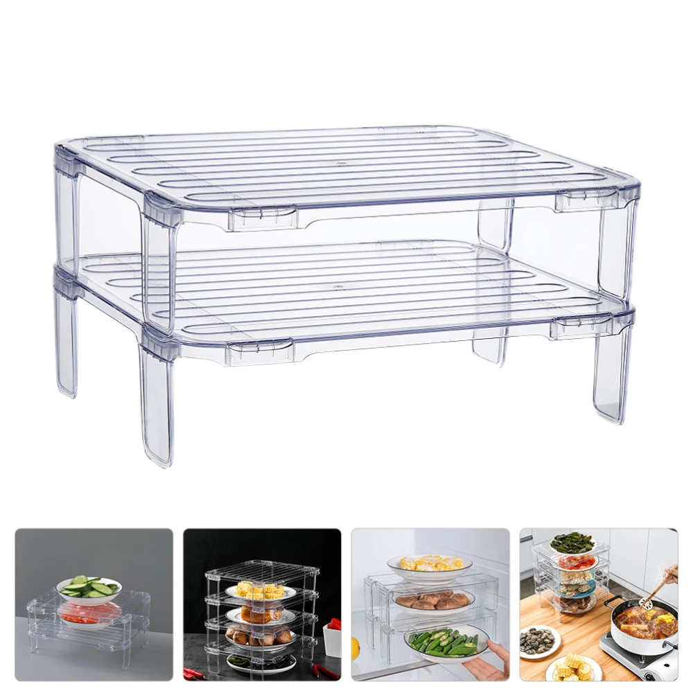 2pcs Refrigerator Organizer Shelf Fridge Stackable Storage Rack Kitchen Storage Rack