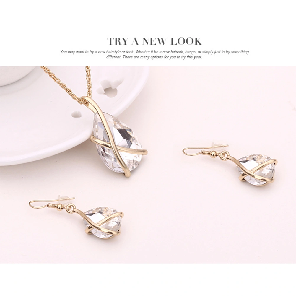 Crystal Necklace Drop Earrings Jewelry Set Wedding Jewelry For Women