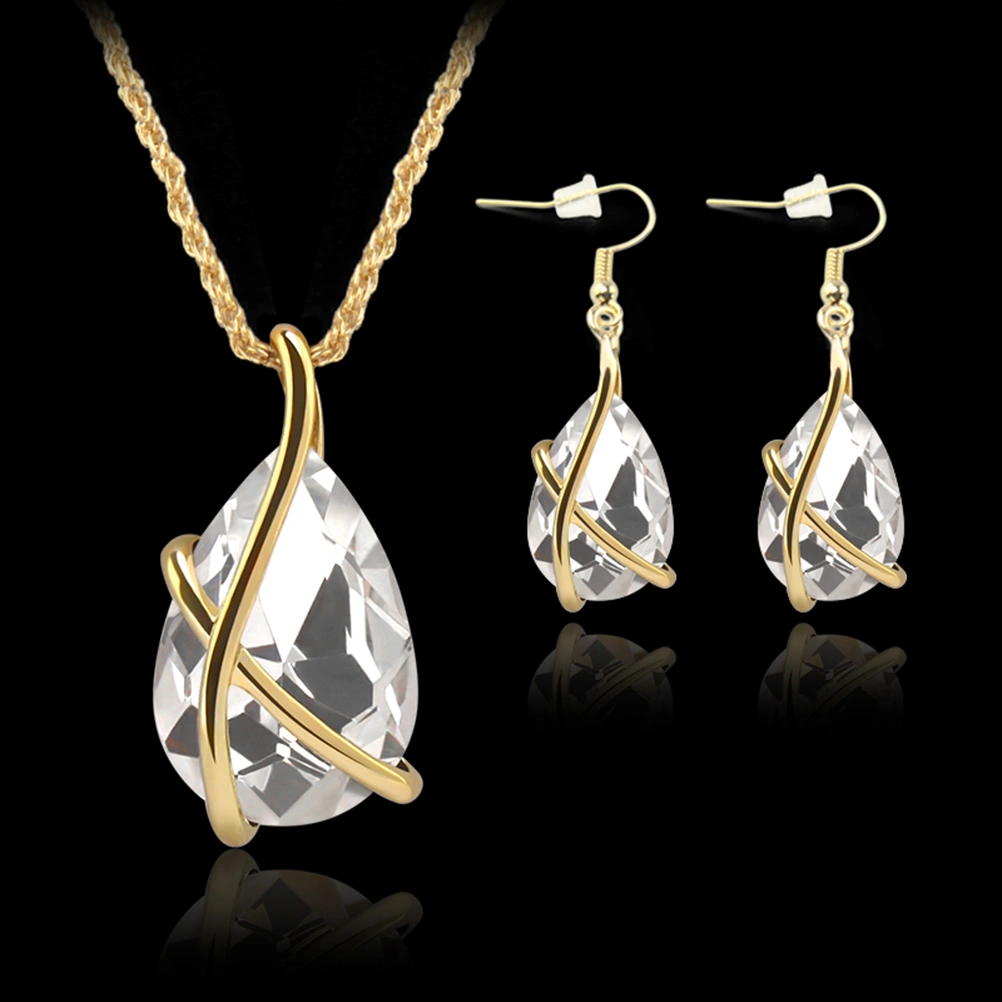 Crystal Necklace Drop Earrings Jewelry Set Wedding Jewelry For Women