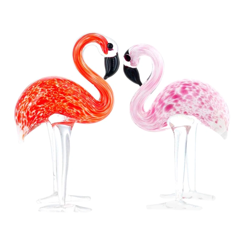 2Pcs Classy Flamingos Ornament Animal Figurine Desktop Adornment Supplies