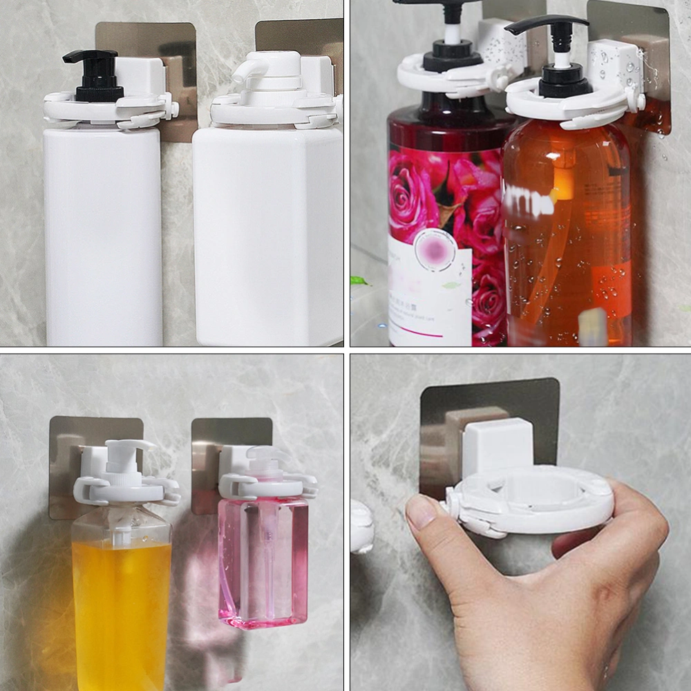 2pcs Adjustable Hand Sanitiser Holder Wall Mounted Shower Gel Bottle Rack Hook