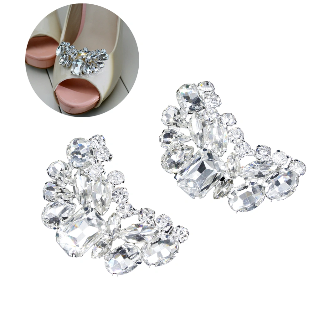 Fashion Crystal Shoe Buckles Rhinestone Shoe Clips DIY Shoe Decor Accessories for Wedding Bride Women (Style 1)