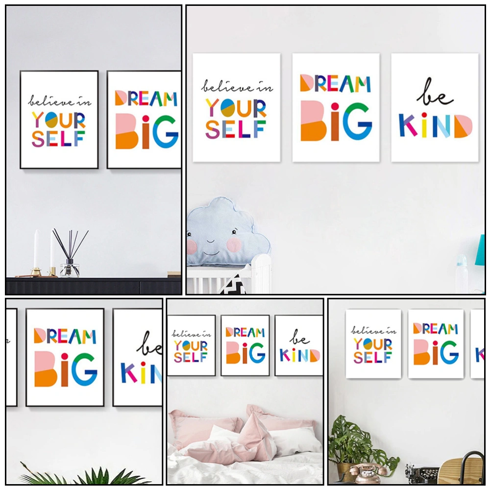 3Pcs Alphabet Wall Painting Decor Colorful Frameless Painting Wall Art Painting