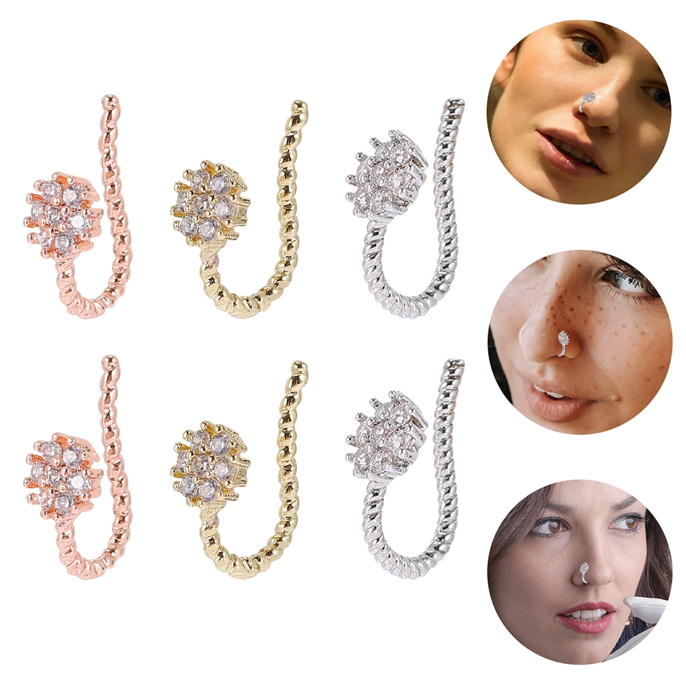 6pcs Fake Nose Rings Clip on Nose Septum Ring Nose Non-piercing Nose Jewelry