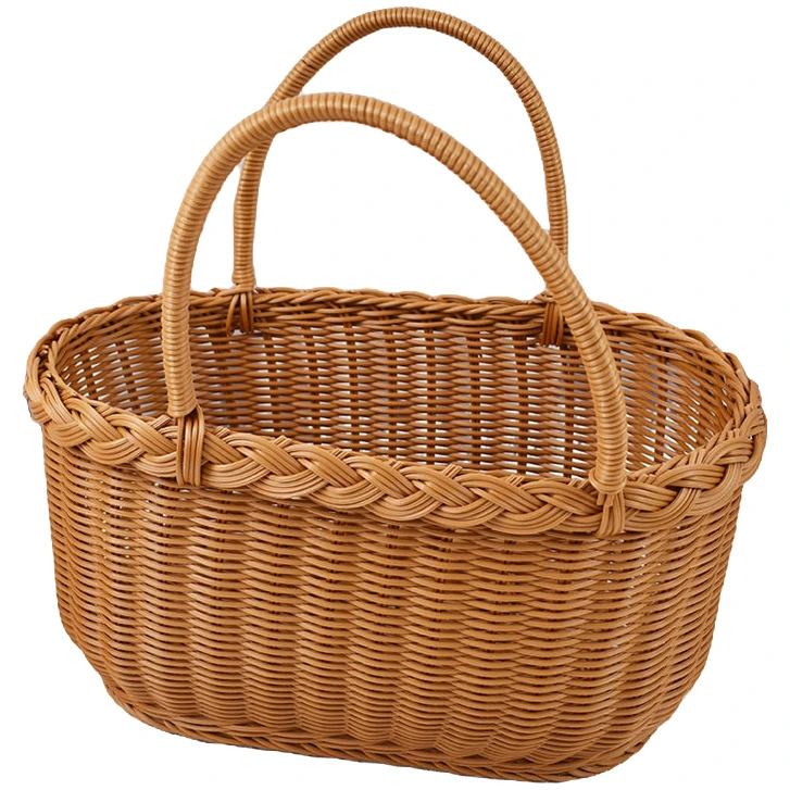 Imitation Rattan Basket Double Handles Basket Picnic Basket Sundries Basket