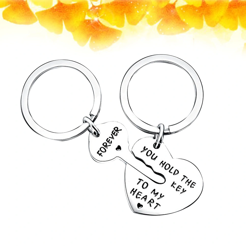 Keychain Purse Keyring Alloy Key Ring Fashionable Hanging Ornament with Engraving Words(Forever You Hold The Key To My Heart) Couple Keychain for Valentine's Day Birthday Gifts Boyfriend Girlfriend