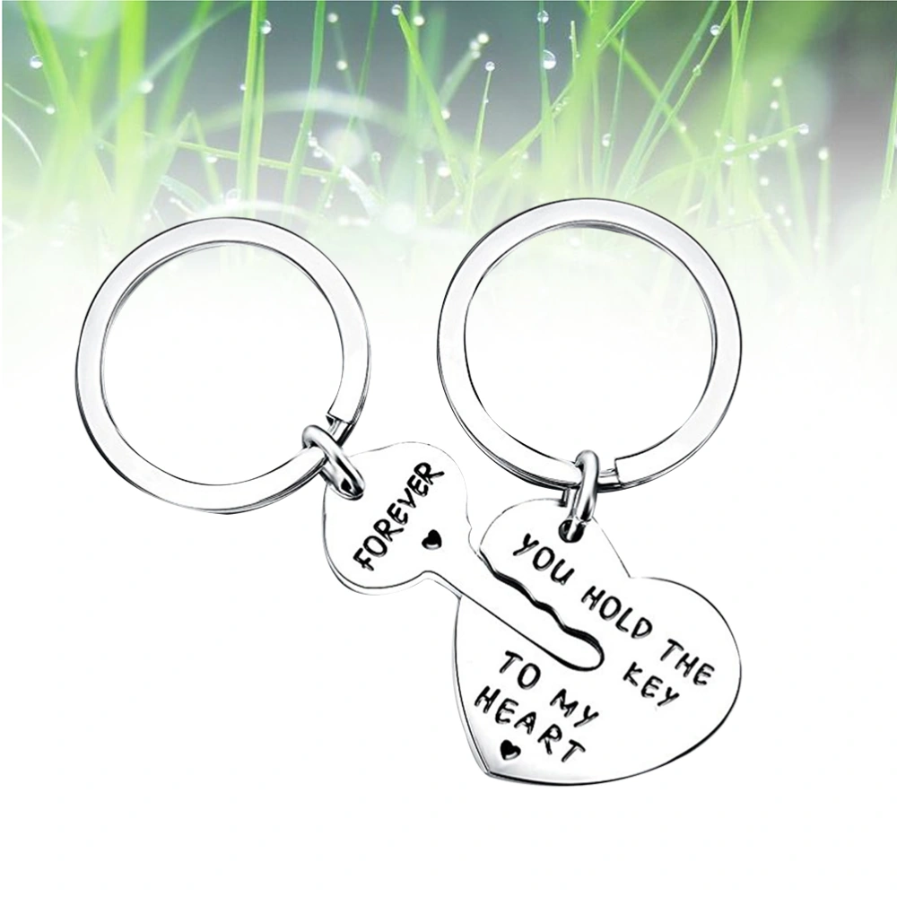 Keychain Purse Keyring Alloy Key Ring Fashionable Hanging Ornament with Engraving Words(Forever You Hold The Key To My Heart) Couple Keychain for Valentine's Day Birthday Gifts Boyfriend Girlfriend