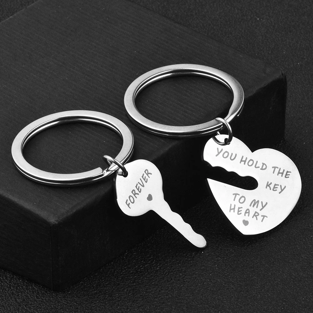 Keychain Purse Keyring Alloy Key Ring Fashionable Hanging Ornament with Engraving Words(Forever You Hold The Key To My Heart) Couple Keychain for Valentine's Day Birthday Gifts Boyfriend Girlfriend