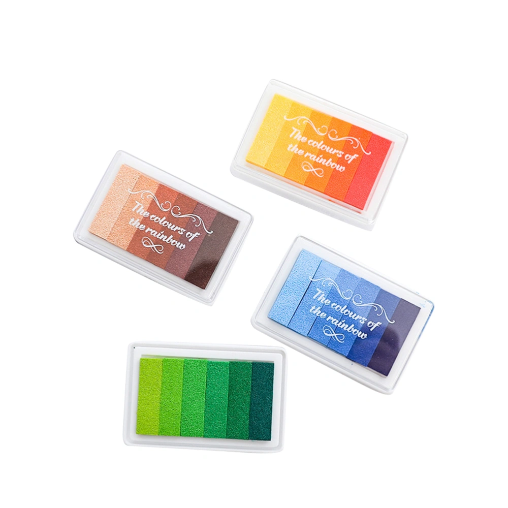 1PC Craft Ink Pad Stamps Partner Rainbow Set of DIY Multicolor Craft Stamp Pad 6-color Gradient Rainbow Ink Pad Printed Ink(Random Color)