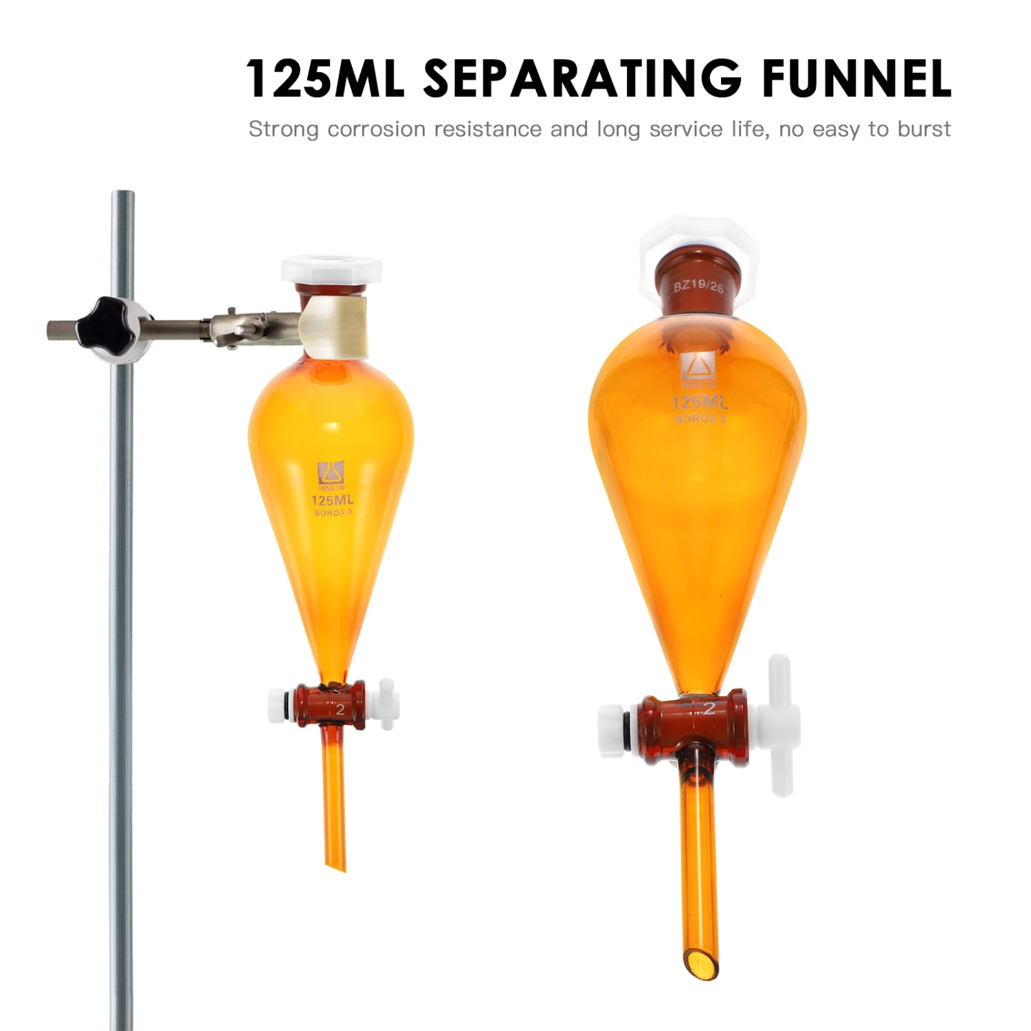 125ml Chemistry Laboratory Glass Pear Shaped Experimental Separatory Funnel