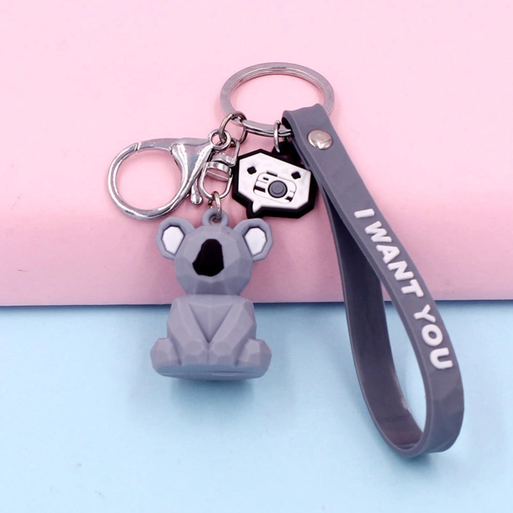 3pcs Koala PVC Keychains Geometric Facets Keyring Hanging Pendant Decor for Purse Handbag Car Key (with Lanyard)